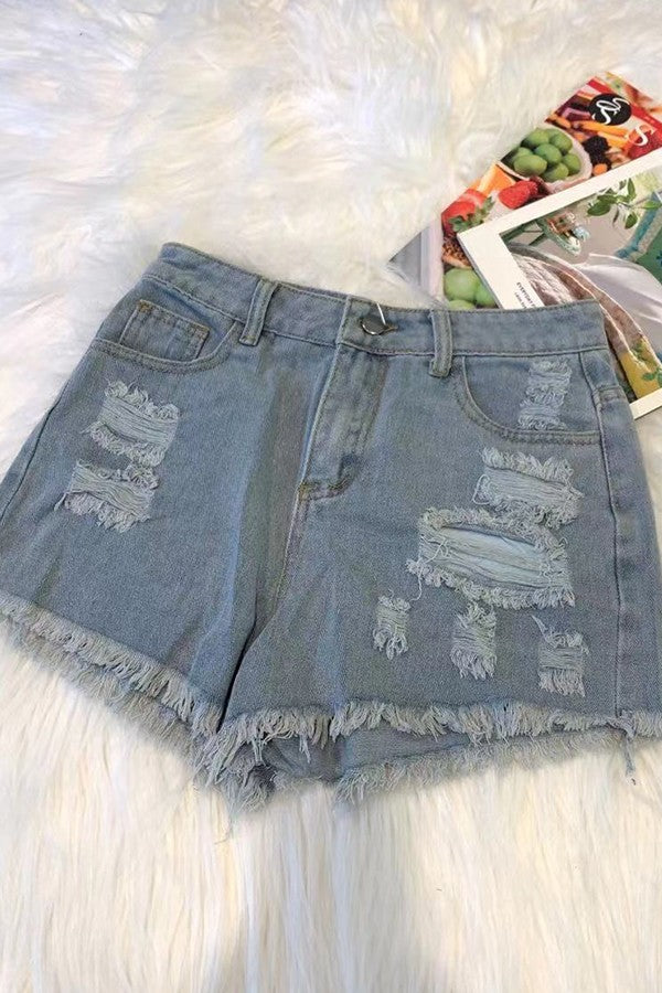 Destressed blue Jean shorts - Always Better Buys