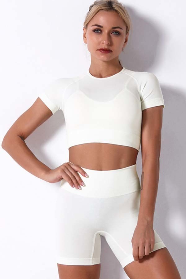 crop top biker short set - Always Better Buys