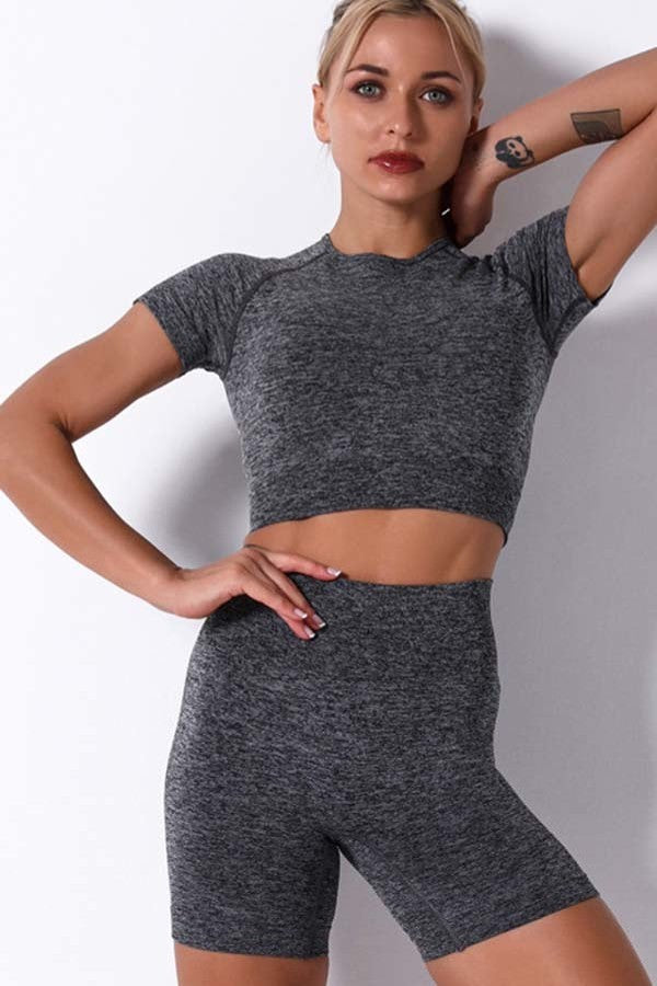 crop top biker short set - Always Better Buys