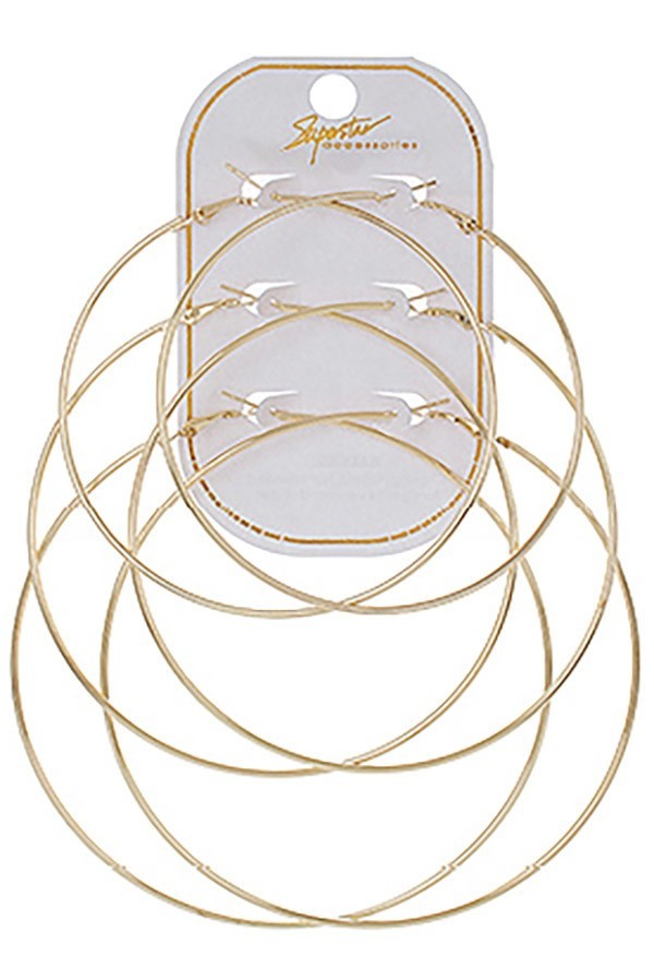 LARGE HOOP EARRINGS 3PAIR SET 1LOW PRICE - Always Better Buys