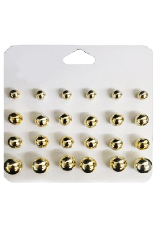 GOLD STUDDED EARRINGS 12PAIR SET - Always Better Buys