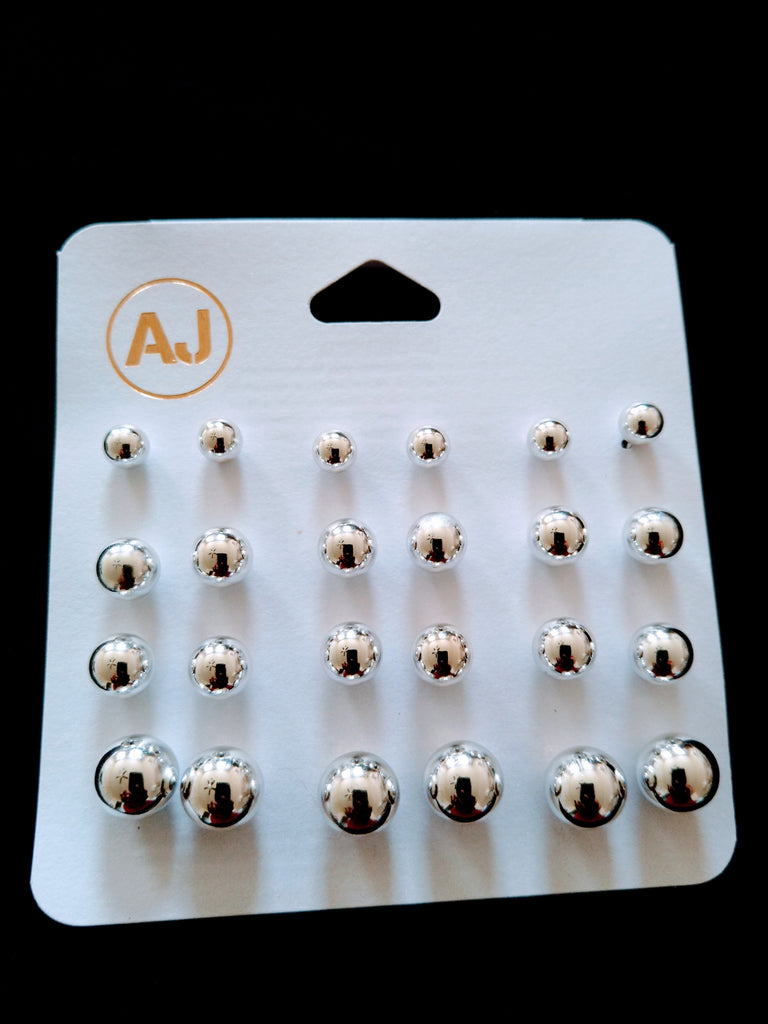 silver tone studded 12 pair set - Always Better Buys