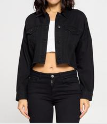 black denim mid-length jean jacket - Always Better Buys