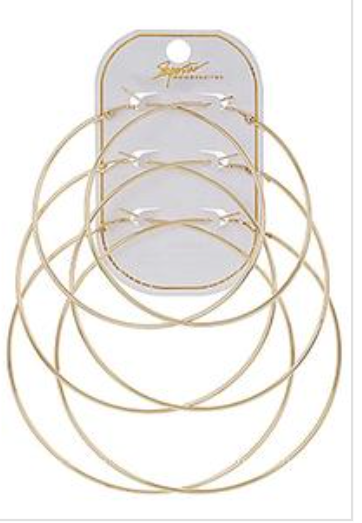 LARGE HOOP EARRINGS 3PAIR SET 1LOW PRICE - Always Better Buys
