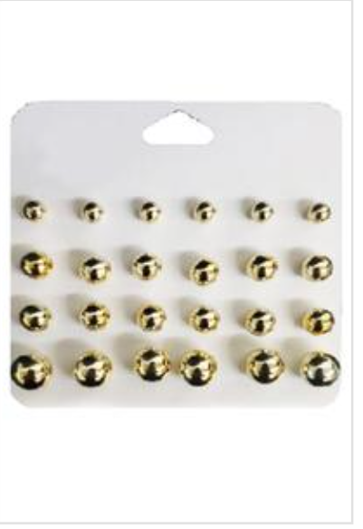 GOLD STUDDED EARRINGS 12PAIR SET - Always Better Buys