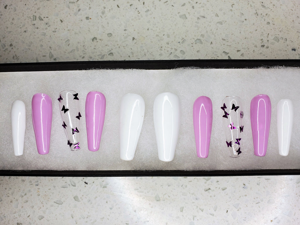 lavishly lavender butterfly nail set glue included, lavish yourself - Always Better Buys