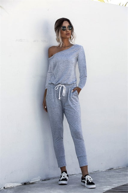 off shoulder Drawstring  Jumpsuits - Always Better Buys