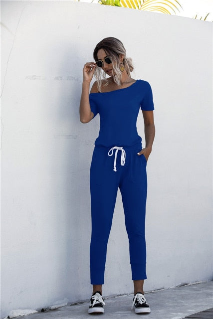 off shoulder Drawstring  Jumpsuits - Always Better Buys